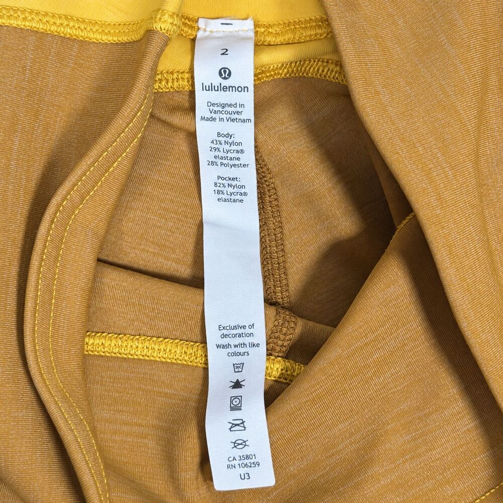 Lululemon Early Extension High Rise Tight 28 Leggings Gold Yellow Size 2 - Picture 4 of 6